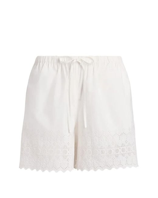 Polo Ralph Lauren White Cotton Eyelet Short