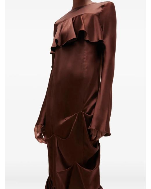 Ganni Brown Ruffled Maxi Dress