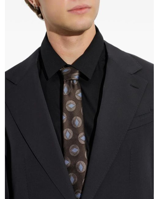 Giorgio Armani Black Geometric-Print Silk Tie for men