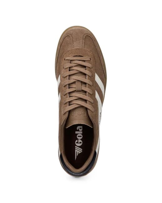 Gola Brown Viper Suede Logo-Patch Sneakers for men