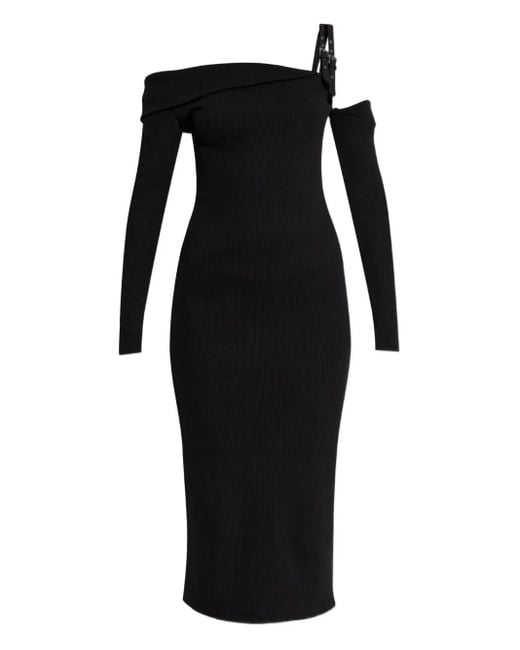 Versace Jeans Couture Black Buckle-Detail Midi Dress