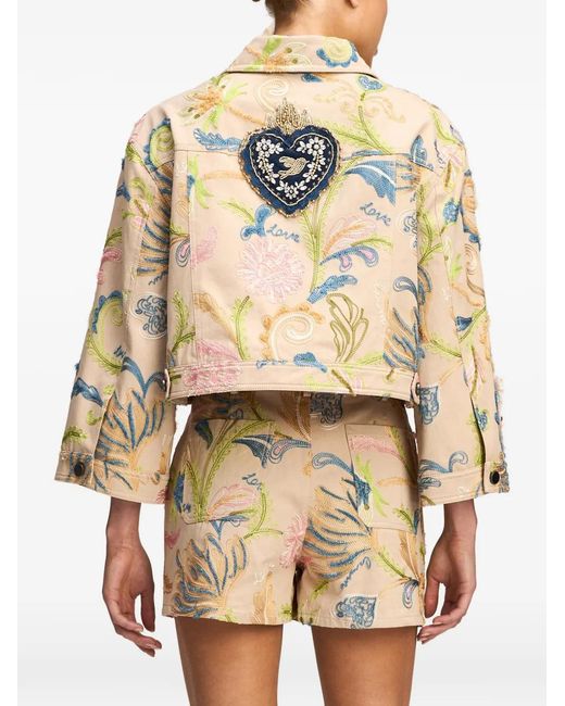 Cinq À Sept Natural Addie Embroidery-Embellished Cropped Jacket