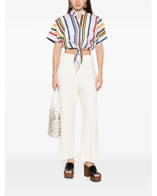 Etro White Viscose Acetate Elastane Pants
