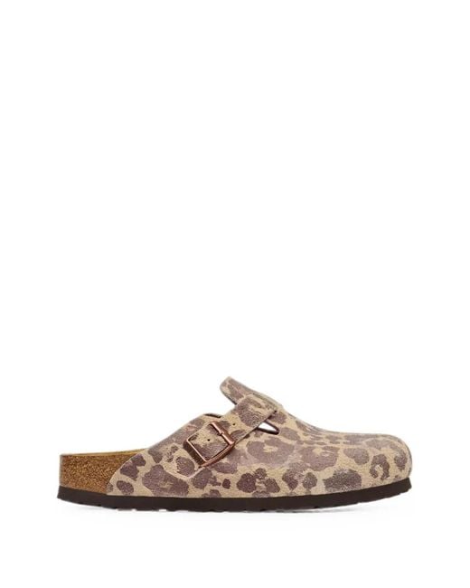 Birkenstock Brown Boston Leopard-Print Mules