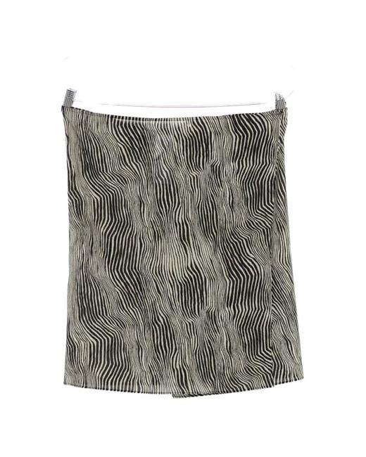 St. Agni Gray Savannah Zebra-Pattern Wrap Mini Skirt