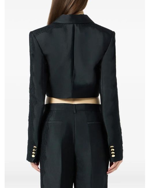 Blumarine Black Veste En Dentelle À Structure En Diagonale