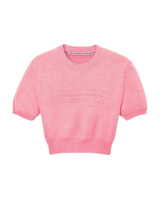 Top con logo en relieve Alexander Wang de color Pink