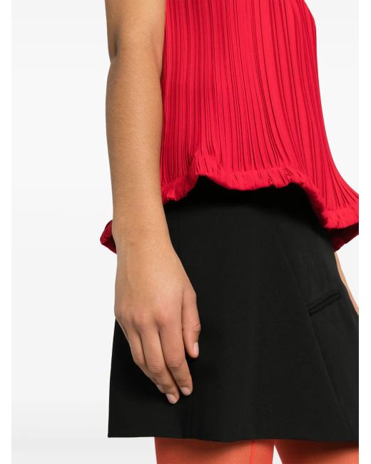 Lanvin Red Draped Pleated Top