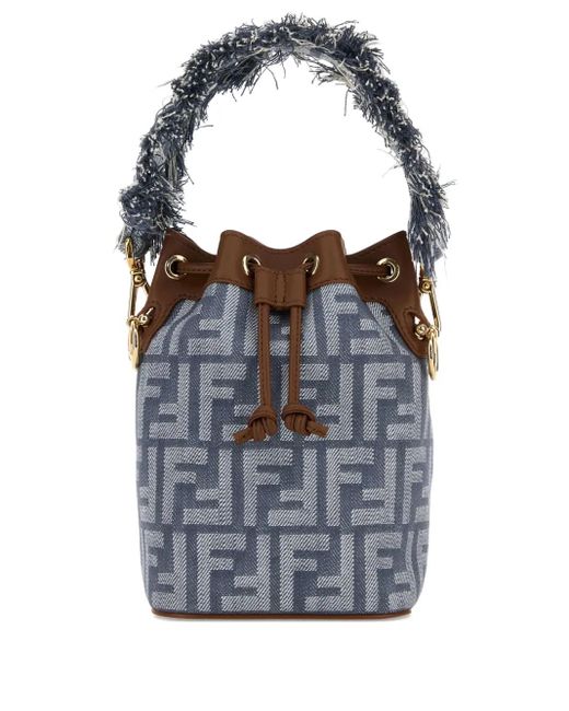 Fendi Blue Mini Mon Tresor Ff Logo Bucket Bag
