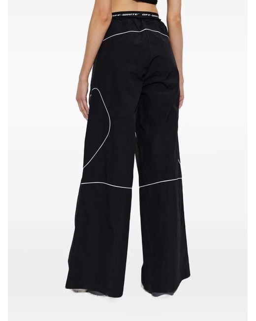 Off-White c/o Virgil Abloh Blue Contrast-Piping Wide-Leg Trousers