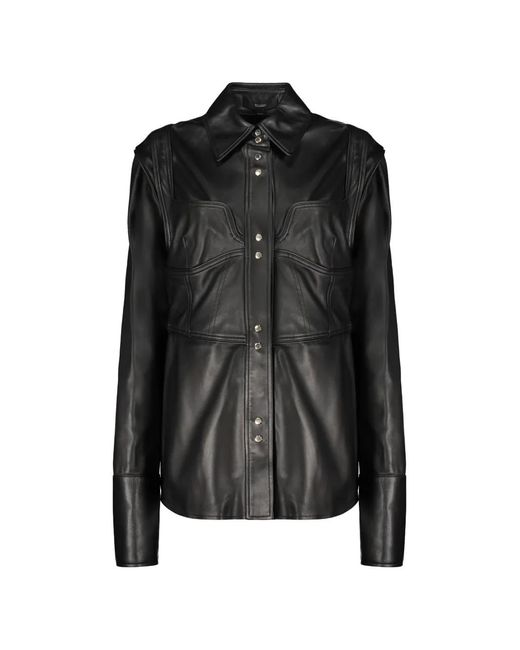 Ellery Black Panelled Calf Leather Shirt