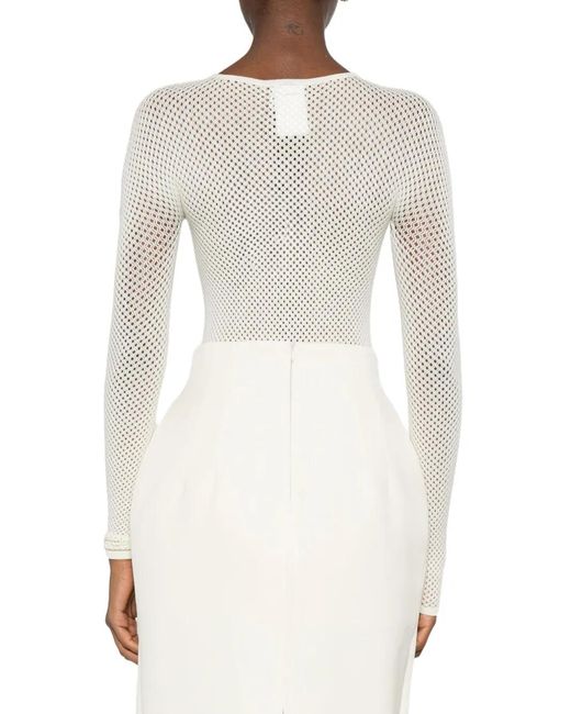 Wardrobe NYC White Mesh-Knit Bodysuit