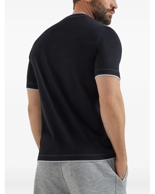 Brunello Cucinelli Black Logo Cotton T-Shirt for men