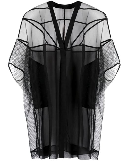 Rick Owens Black Edfu Tecuatl Sheer Silk Jacket