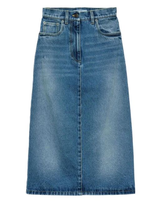 Prada Denim Midi Skirt Blue