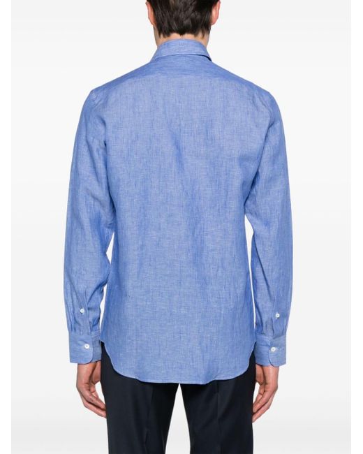 Camicia con colletto classico di Canali in Blue da Uomo
