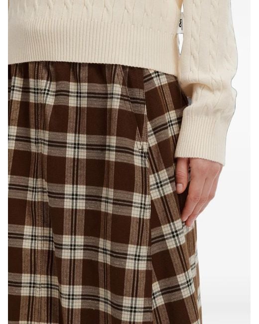 Chocoolate Brown Check-Pattern A-Line Skirt
