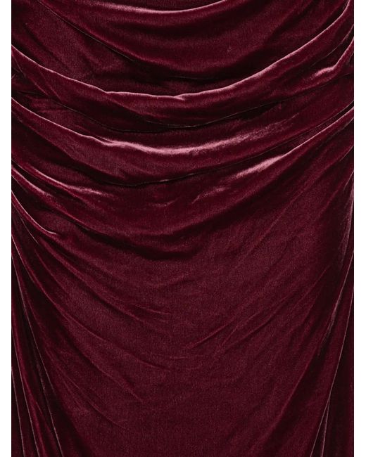 ROTATE BIRGER CHRISTENSEN Purple Silk Velvet Ruched Dress