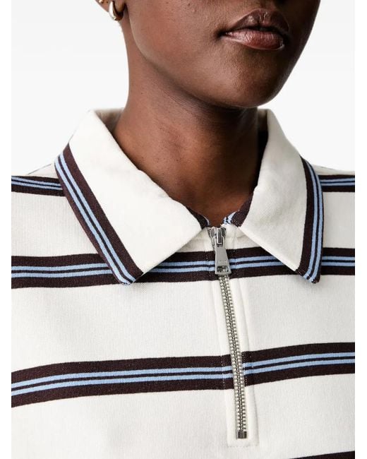 Marc O' Polo Blue Striped Quarter-Zip Sweatshirt