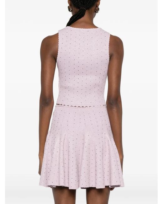 Sandro Pink Rhinestone-Embellished Knit Crop Top