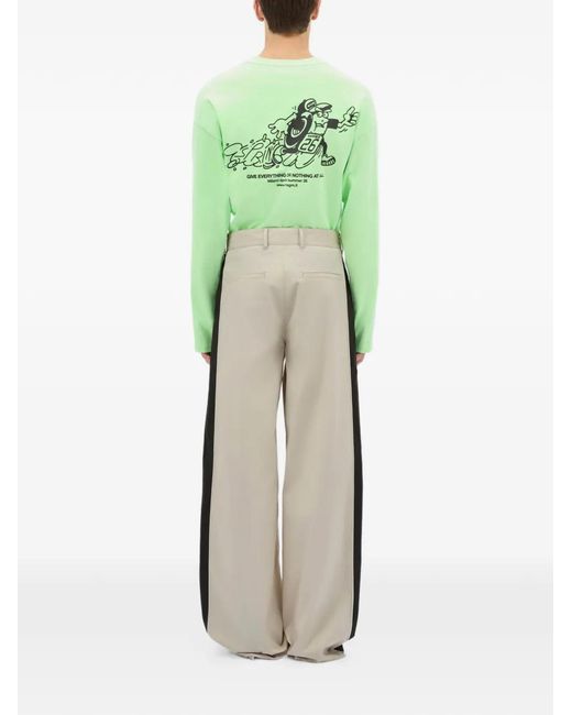 MSGM Natural Side-Stripe Trousers for men