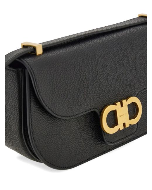 Ferragamo Black Double Gancini East-West Crossbody Bag