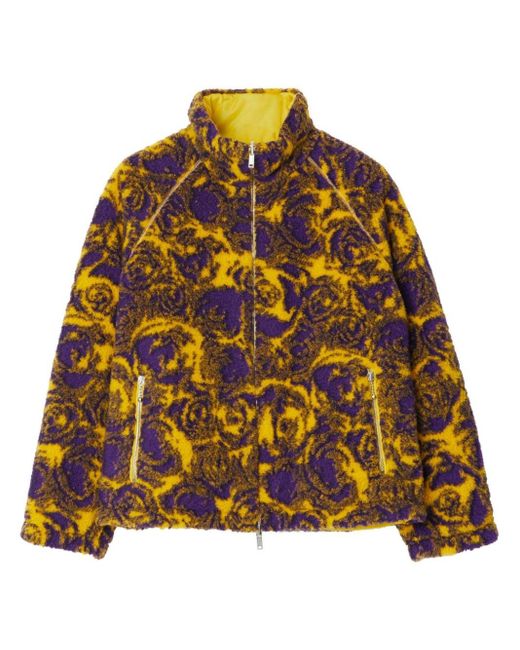 Burberry Yellow Rose-print Reversible Fleece Jacket