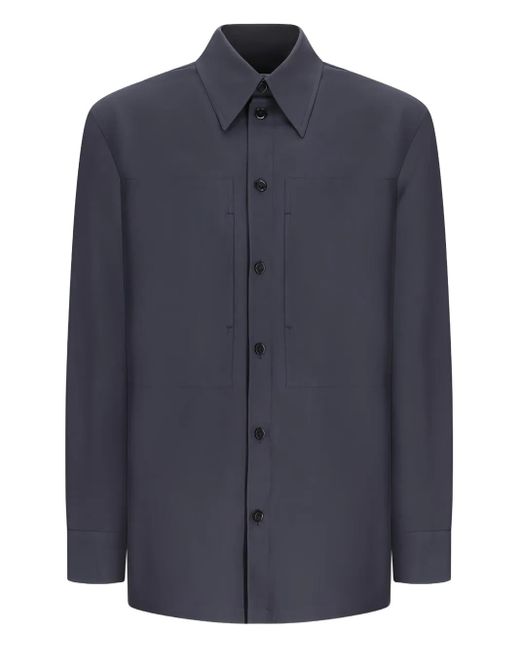 Jil Sander Blue Pocket-Detail Cotton Shirt for men