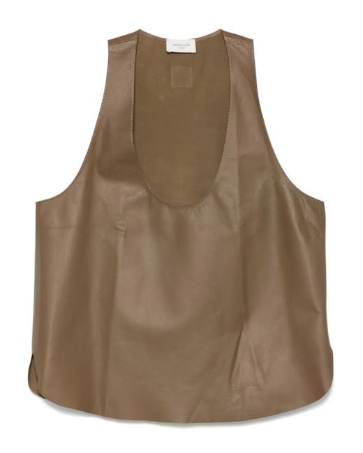 Jacob Cohen Leren Gilet in het Brown