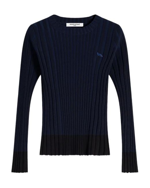 Maison Kitsuné Geribbelde Trui in het Blue
