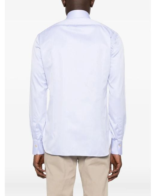 Kiton White Long-Sleeve Button Shirt for men