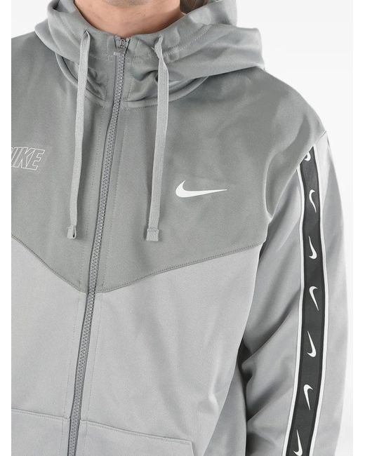 Nike Gray Logo-Print Zip-Up Hoodie for men