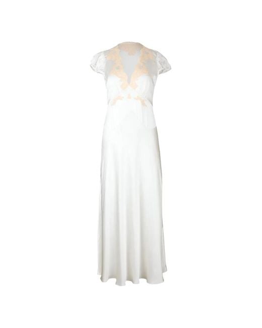 Doen White Coraline Lace-Trim Maxi Dress
