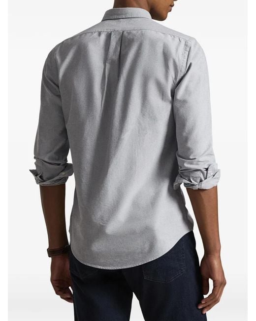 Polo Ralph Lauren Gray Slim-Fit Oxford Shirt for men