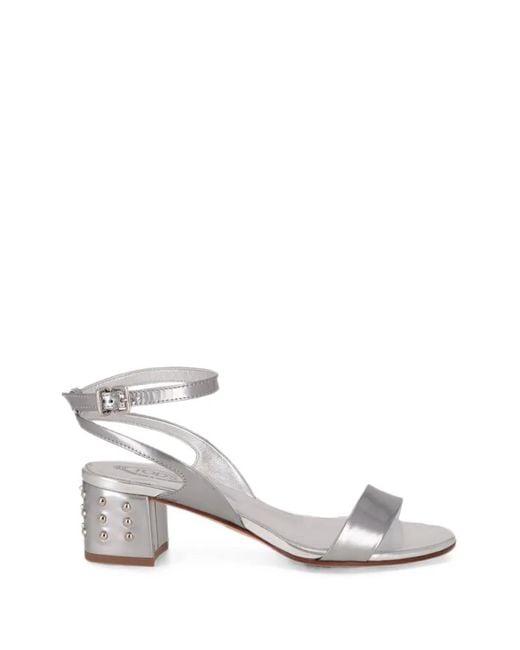 Tod's White Sandales À Talon Épais