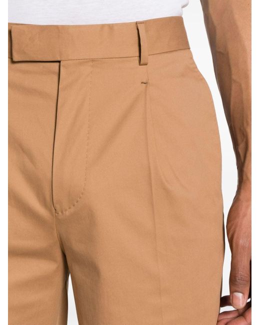 Zegna Natural Mid-rise Pleated Chino Trousers for men