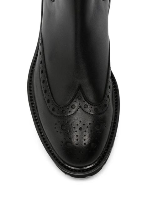 Doucal's Black Brogue-Detail Chelsea Boots