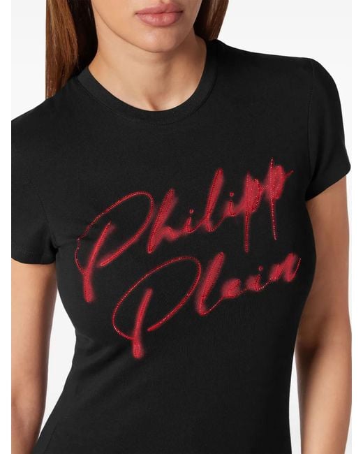 Philipp Plein Black Crystal-Embellished Cotton T-Shirt