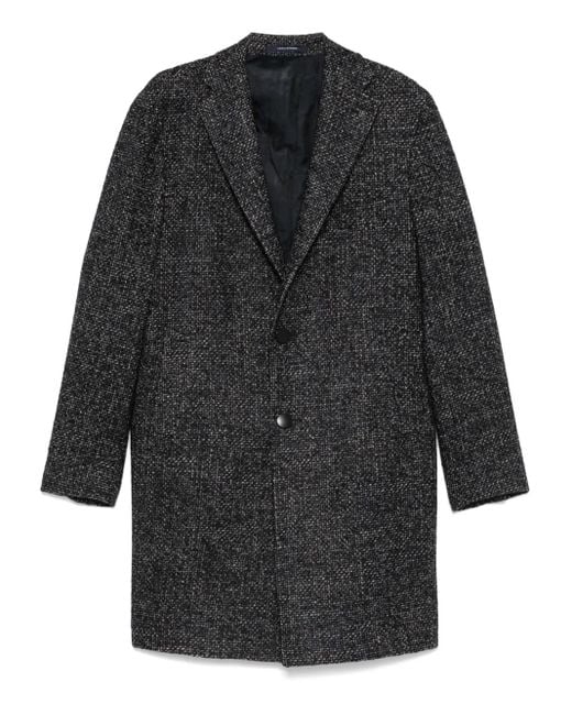 Tagliatore Black Single-Breasted Coat for men