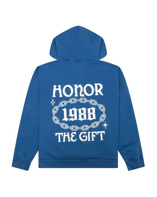 Honor The Gift Blue Chainlink-Logo Hoodie for men