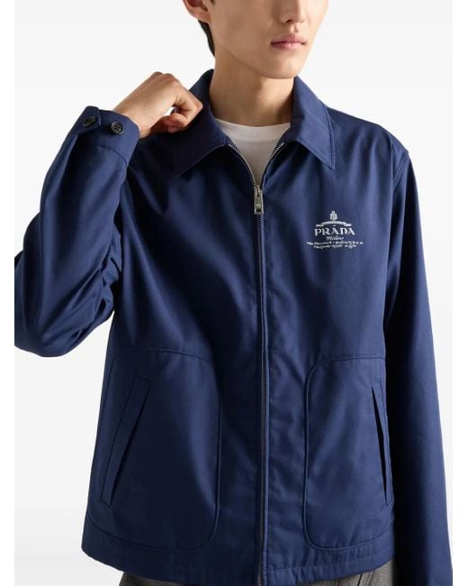 Prada Blue Logo Zip-Up Jacket for men