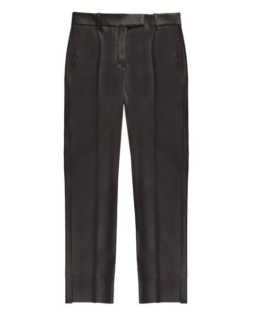 Slowear Gray X Incotex Faux Leather Straight Trousers