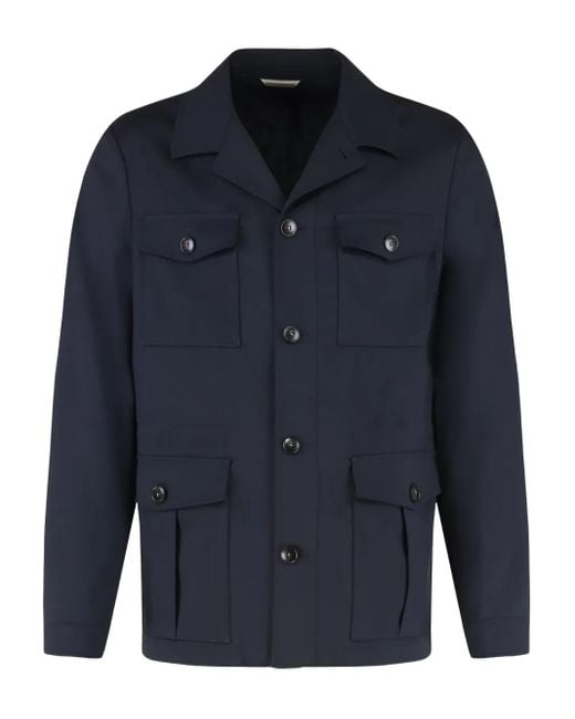 Canali Geknöpfte Jacke Mit Klappentaschen in Blue für Herren