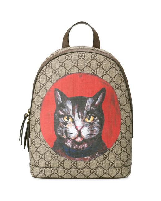 Gucci Brown Gg Supreme Mystic Cat Backpack