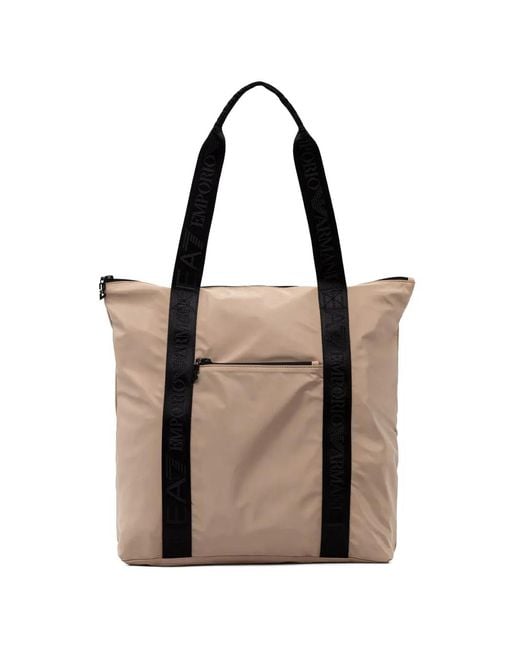 EA7 Natural Logo-Print Zip-Fastening Tote Bag
