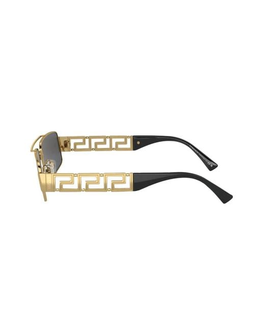 Versace Brown Greca-Detail Rectangle-Frame Sunglasses