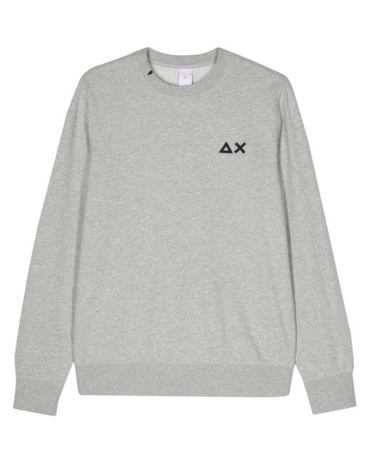 Sun 68 Gray Logo-embroidered Long-sleeve Sweatshirt for men