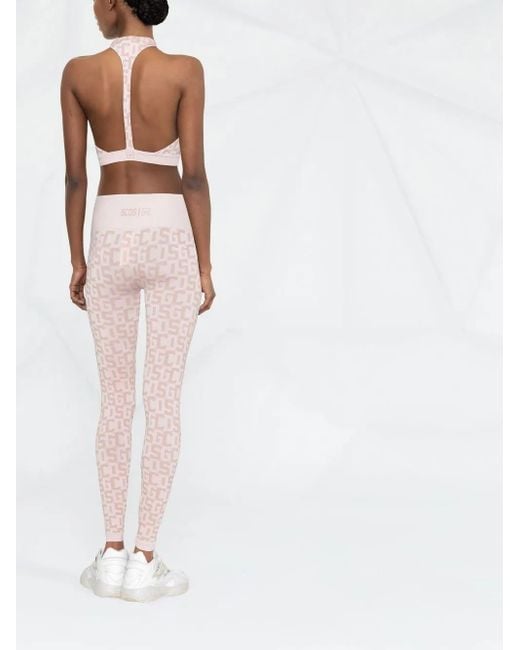 Gcds Pink Logo-Print Cropped Top