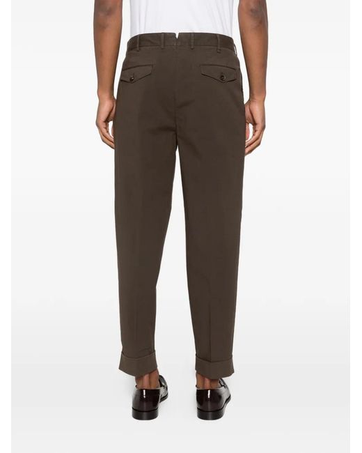 PT Torino Gray Pleated Cuffed Trousers for men