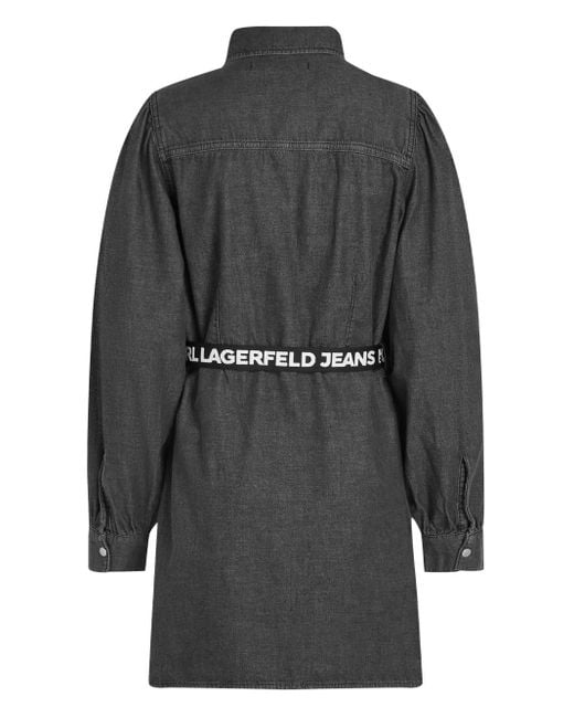 Karl Lagerfeld Gray Belted Denim Dress